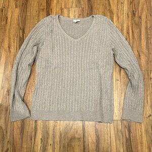 Sandy V neck cable knit Talbots Sweater